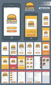 食品移动应用程序用户界面布局工具材料星级部件营销餐厅屏幕网页手机网站图片