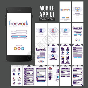 移动应用 UIUX 和 GUI 工具包图片