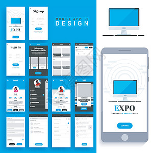 移动应用的材料设计UIUX博览会屏幕软件设备网站反应部件用户网页项目图片