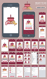 食品移动应用程序用户界面布局大车预览蛋糕食物送货体验支付商业手机餐厅图片