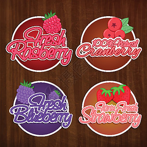 新鲜水果或标签集食物刻字营销邮票丝带贴纸果汁酒吧元素品牌图片