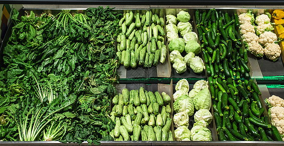 超市货架上的蔬菜青菜菜花篮子生产食物菊苣杂货商顾客价格产品图片