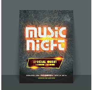音乐之夜派对模板传单设计小册子派对夜店音乐会横幅打碟机海报庆典娱乐夜生活图片