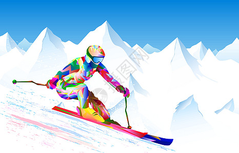 滑雪运动员雪山运动图片