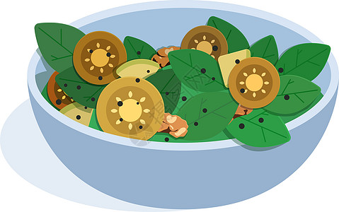 素食沙拉碗矢量图 素食有机食品healthy foo胡椒维生素饮食卡通片插图青菜重量叶子生态食谱图片