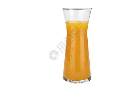 白色背景中的鲜橙汁果汁饮料玻璃  背景用热带橙果橙色橙叶食物橙子水果橙片叶子工作室橘子果汁背景图片