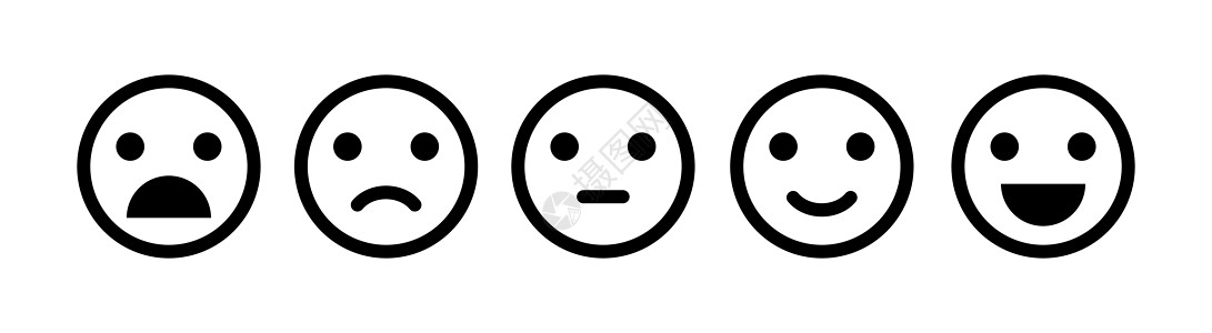平板风格的 Emoji 图标满意度图片素材