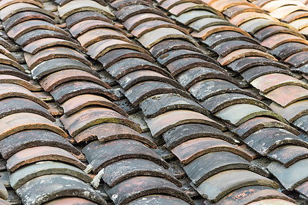 越南北部古屋的彩色弧形粘土瓦屋顶热带平铺制品寺庙海浪房子陶瓷陶土黏土历史图片