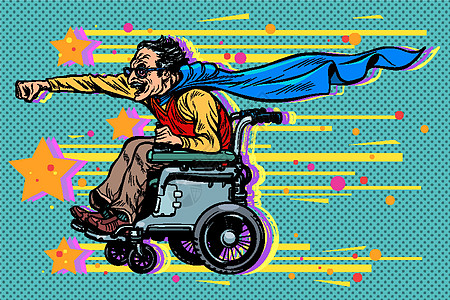 主动轮椅使用者残疾 ma漫画速度退休帮助运输艺术用户祖父老年男人图片