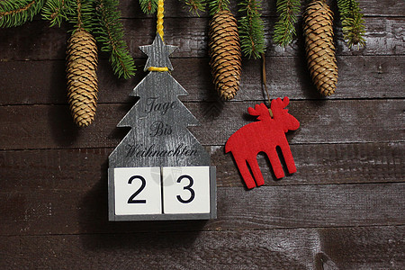 圣诞节倒计时 文本天数直到圣诞节木板日历木头数字装饰倒数时候枝条贺卡冬令图片
