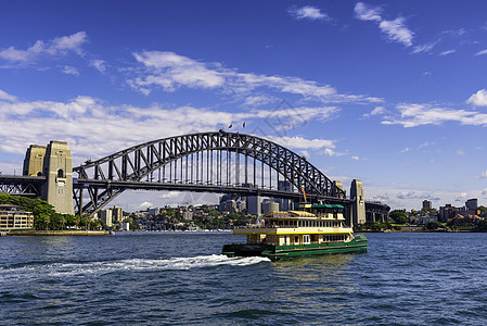悉尼港桥周围的大风景房子建筑学城市蓝色景观建筑港口天空假期歌剧背景