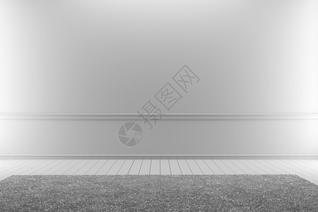 在白色空房间的白色木地板上的白色地毯  3D重新地面地板渲染家具绿色长椅灯光风格灰色座位图片