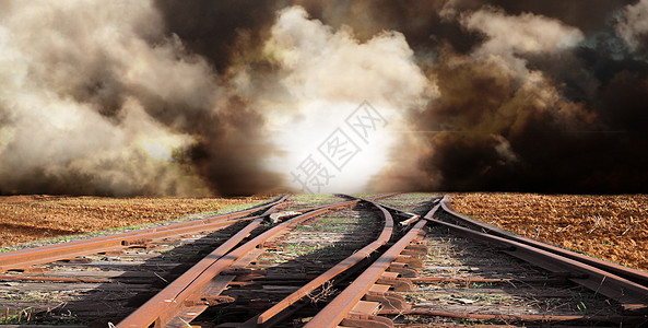沙漠地带的铁路地面铁轨概念火车暴风雨土地旅行农村背景图片