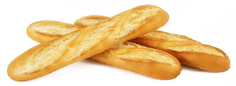 白色背景的法式法国袋饼面包美食图片