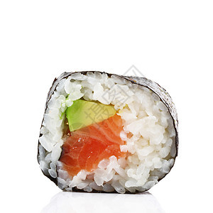 白底孤立的日本人寿司午餐盘子寿司鱼片白色图片