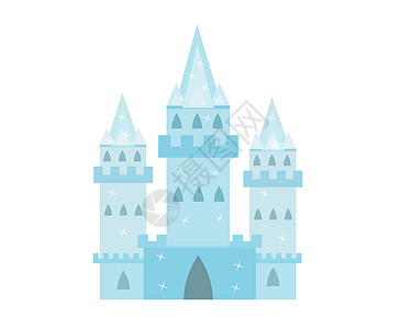 冰城堡公主雪宫卡通风格图标 孤立在白色背景上 它制作图案矢量图片