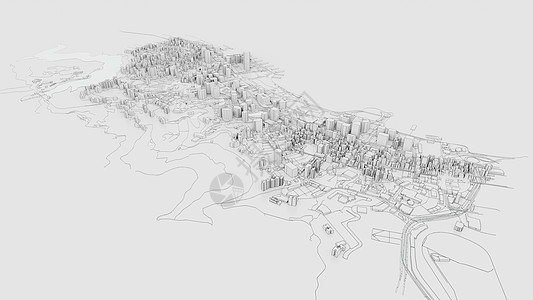 3D 白色城市模型 大纲 3D 它制作图案办公室草图生长公司景观建筑师渲染房子绘画住宅图片