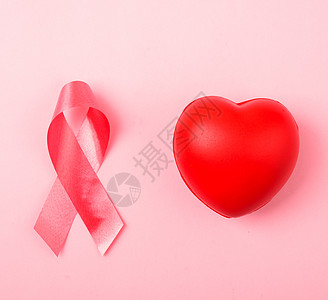 乳癌月健康概念 平坦的顶端观点 粉红色癌症帮助女性资金医生预防活动胸部卫生研究图片