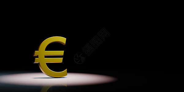 黑色背景上突出显示的欧元货币符号形状图片