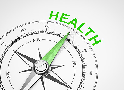 在白色背景上的指南针健康概念背景图片