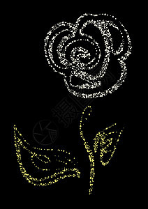 美丽的花玫瑰套装与玫瑰插图隔离在黑色图片