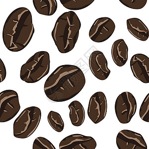 抽象风格的咖啡豆无缝模式 矢量手绘插图 烤豆特写 任何目的的咖啡无缝设计墙纸店铺包装饮料农业活力香气餐厅豆子早餐图片