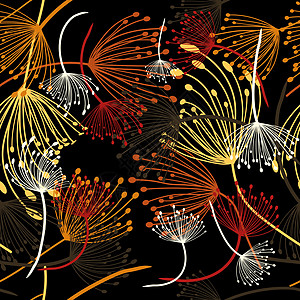 无缝模式 蒲公英种子的飞行 时尚的重复纹理 向量羽毛窗饰空气生物学包装植物植物学季节纺织品墙纸图片