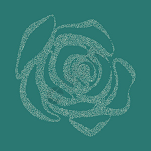 绿色背景中美丽的多点花花瓣卡片翠菊艺术写意插图绘画模版墨水装饰图片