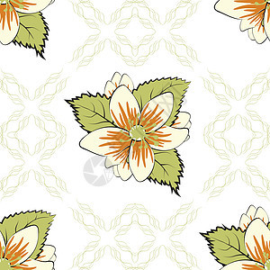 无缝复古花图案装饰装饰品叶子花园植物艺术墙纸纺织品植物群花束图片
