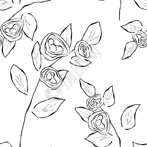 无缝无缝模式叶状墙纸艺术剪纸玫瑰茶花叶子古董装饰花瓣图片