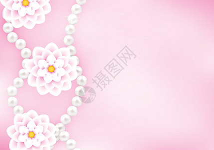 优雅花卉粉色背景珍珠项链纪念日生日装饰品奢华周年女性结婚首饰婚礼庆典图片