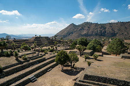 坎通纳 普埃布拉 墨西哥  只有少数游客的中美洲考古遗址植物回力球沙漠场地历史金字塔寺庙场景废墟旅行图片