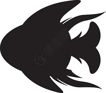 热带鱼剪影游泳黑与白海洋生物背景图片