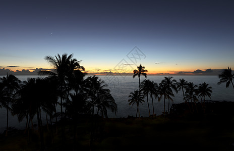 热带海洋 日落和恒星消退图片
