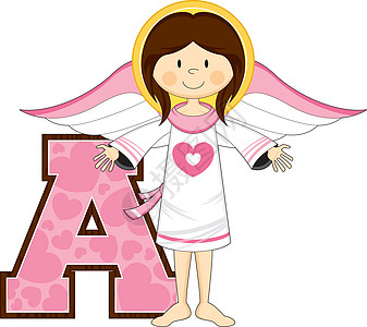 A代表Ange字母教育卡通片学习意义语言插图代表天使英语翅膀图片