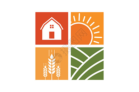 带有农场景观标签的农舍概念标志模板 用于天然农产品生态农业场地太阳房子收成插图产品徽章土地图片