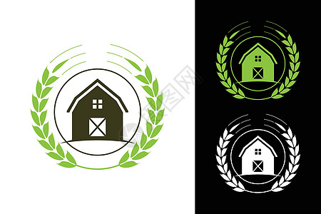 带有农场景观标签的农舍概念标志模板 用于天然农产品标识宅基地房子插图生态场地市场太阳食物村庄图片