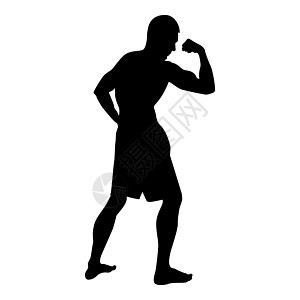 显示二头肌肌肉的健美运动员 健美运动概念剪影侧视图图标黑色它制作图案图片