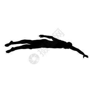 运动员游泳男子花车爬行剪影图标黑色它制作图案图片