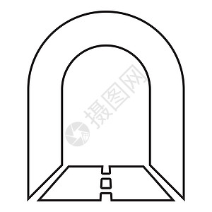 带道路的地铁隧道 用于汽车图标黑色插图轮廓图片