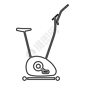 运动自行车固定自行车 Exercycle 图标黑色插图大纲图片