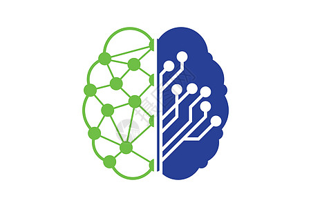 大脑连接标志设计数字大脑标志模板Brain log思考网络灯泡科学风暴天才商业插图头脑技术图片