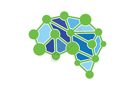 大脑连接标志设计数字大脑标志模板Brain log知识天才科学商业技术灯泡网络公司三角形插图图片