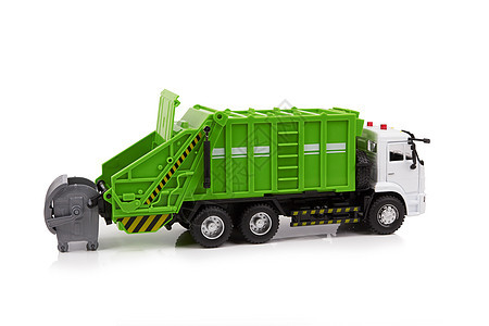 垃圾卡车加载汽车绿色倾倒工业白色环境废料货物公用事业图片