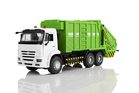 垃圾卡车车辆环境机器垃圾车废料绿色垃圾桶服务玩具加载图片