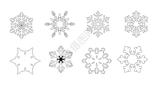 孤立的白雪花收藏团体插图白色薄片绘画降雪图片