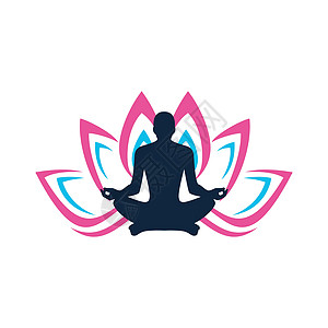 瑜伽标志模板瑜伽标志设计莲花矢量图中的人类冥想身体女士卫生化妆品插图头脑标识叶子保健精神图片