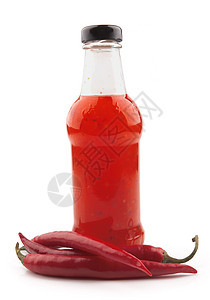 辣椒红色玻璃调味品味道瓶装液体香料白色食物营养图片
