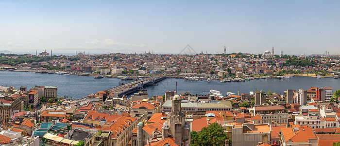 土耳其伊斯坦布尔加拉塔桥最宽广的全景火鸡城市地平线首都港口地标大全景历史性公寓码头图片