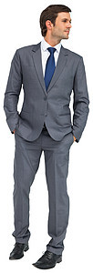 穿灰色西装的英俊商务人士专注男性职业男人公司人士商务商业背景图片